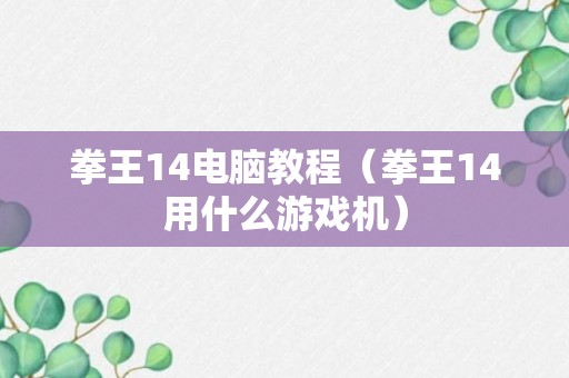 拳王14电脑教程（拳王14用什么游戏机）