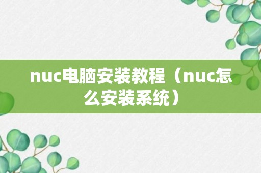 nuc电脑安装教程（nuc怎么安装系统）