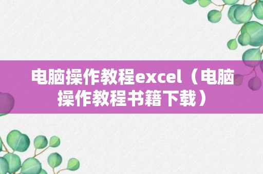 电脑操作教程excel（电脑操作教程书籍下载）