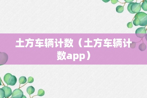 土方车辆计数（土方车辆计数app）