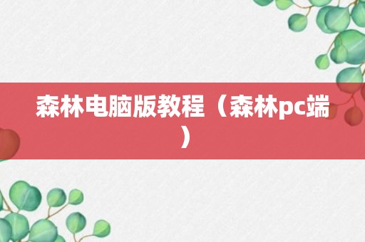 森林电脑版教程（森林pc端）