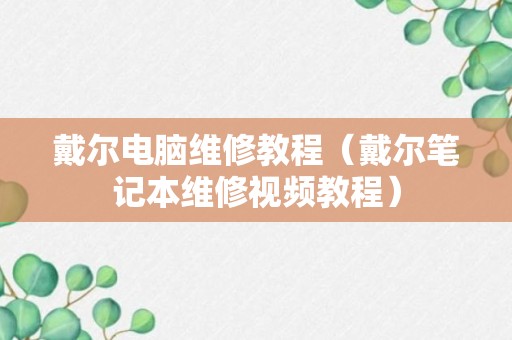 戴尔电脑维修教程（戴尔笔记本维修视频教程）