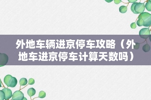 外地车辆进京停车攻略（外地车进京停车计算天数吗）