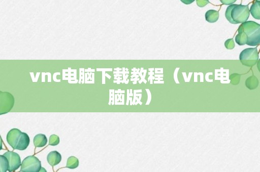 vnc电脑下载教程（vnc电脑版）