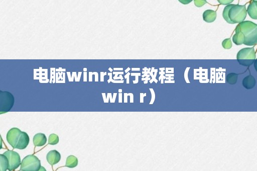 电脑winr运行教程（电脑win r）