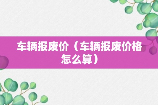 车辆报废价（车辆报废价格怎么算）