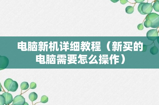 电脑新机详细教程（新买的电脑需要怎么操作）