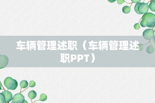 车辆管理述职（车辆管理述职PPT）