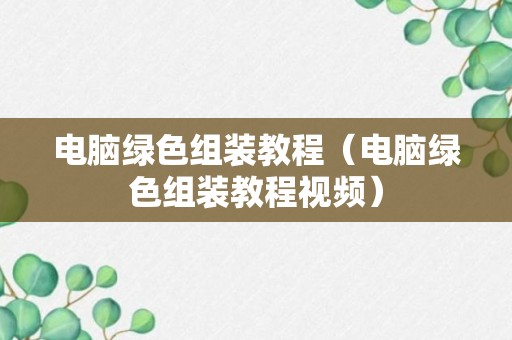 电脑绿色组装教程（电脑绿色组装教程视频）