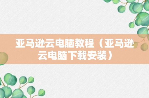 亚马逊云电脑教程（亚马逊云电脑下载安装）