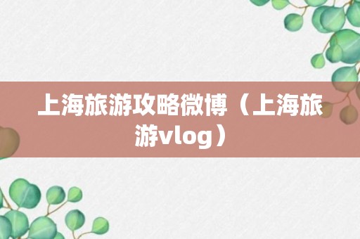 上海旅游攻略微博（上海旅游vlog）