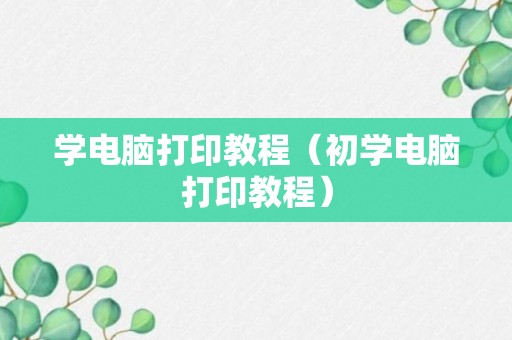 学电脑打印教程（初学电脑打印教程）