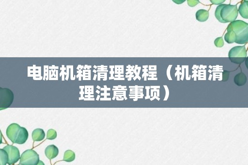 电脑机箱清理教程（机箱清理注意事项）