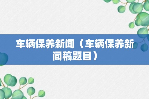 车辆保养新闻（车辆保养新闻稿题目）