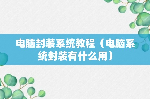 电脑封装系统教程（电脑系统封装有什么用）