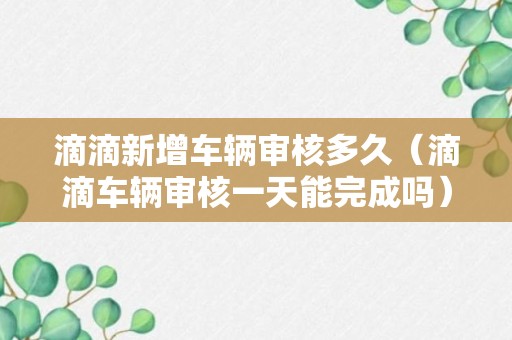 滴滴新增车辆审核多久（滴滴车辆审核一天能完成吗）