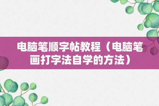 电脑笔顺字帖教程（电脑笔画打字法自学的方法）