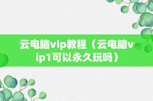 云电脑vip教程（云电脑vip1可以永久玩吗）