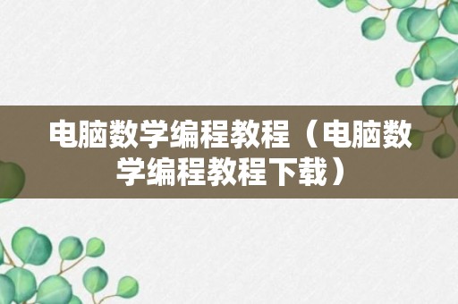 电脑数学编程教程（电脑数学编程教程下载）