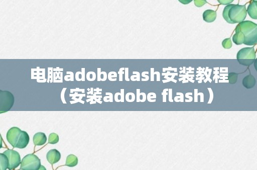 电脑adobeflash安装教程（安装adobe flash）