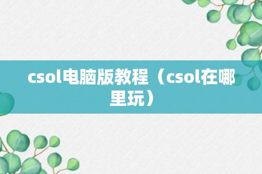 csol电脑版教程（csol在哪里玩）