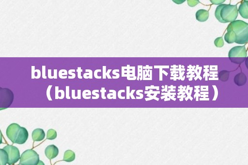 bluestacks电脑下载教程（bluestacks安装教程）