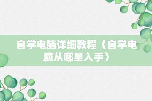 自学电脑详细教程（自学电脑从哪里入手）