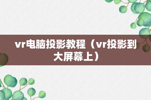 vr电脑投影教程（vr投影到大屏幕上）