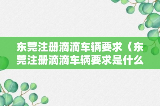 东莞注册滴滴车辆要求（东莞注册滴滴车辆要求是什么）