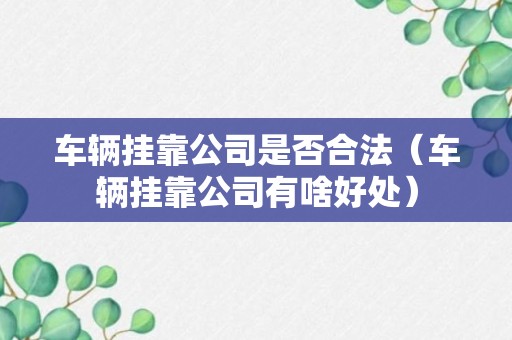 车辆挂靠公司是否合法（车辆挂靠公司有啥好处）