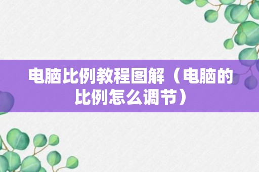 电脑比例教程图解（电脑的比例怎么调节）