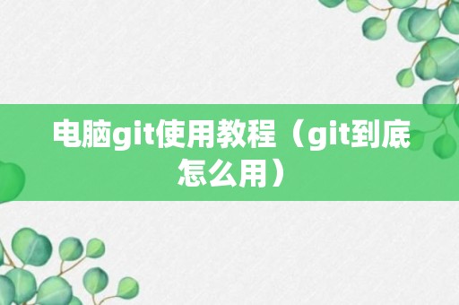 电脑git使用教程（git到底怎么用）