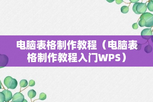 电脑表格制作教程（电脑表格制作教程入门WPS）