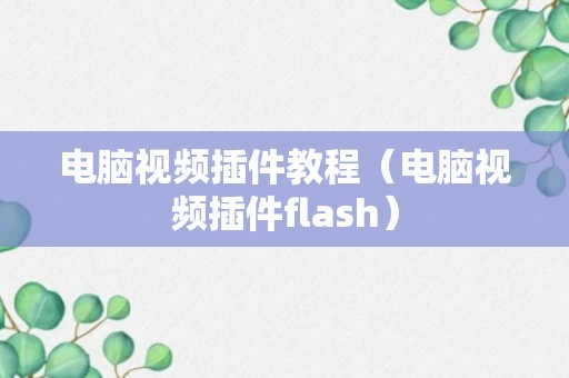 电脑视频插件教程（电脑视频插件flash）