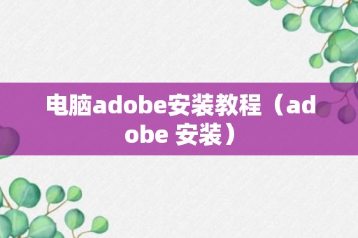 电脑adobe安装教程（adobe 安装）