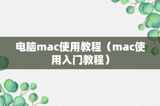 电脑mac使用教程（mac使用入门教程）