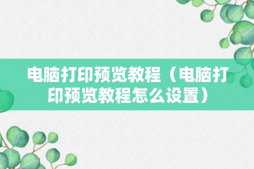 电脑打印预览教程（电脑打印预览教程怎么设置）