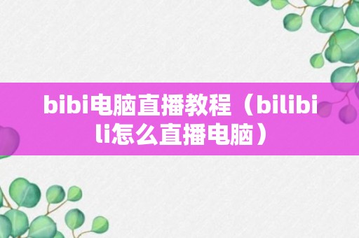 bibi电脑直播教程（bilibili怎么直播电脑）