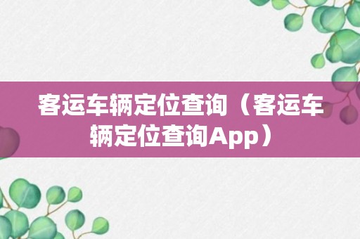 客运车辆定位查询（客运车辆定位查询App）