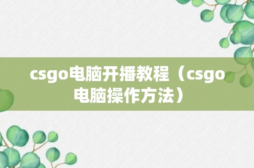 csgo电脑开播教程（csgo电脑操作方法）