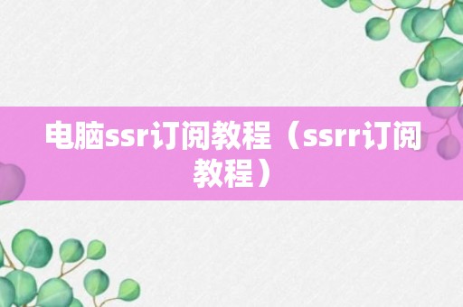 电脑ssr订阅教程（ssrr订阅教程）