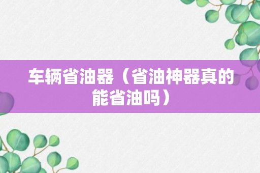 车辆省油器（省油神器真的能省油吗）