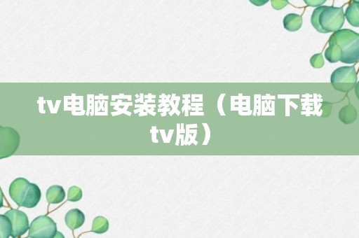 tv电脑安装教程（电脑下载tv版）