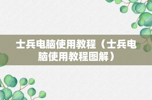 士兵电脑使用教程（士兵电脑使用教程图解）