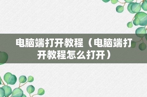 电脑端打开教程（电脑端打开教程怎么打开）