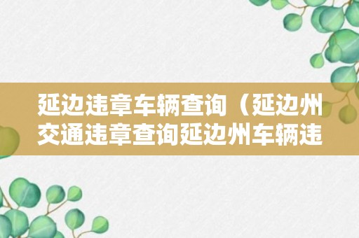 延边违章车辆查询（延边州交通违章查询延边州车辆违章查询）