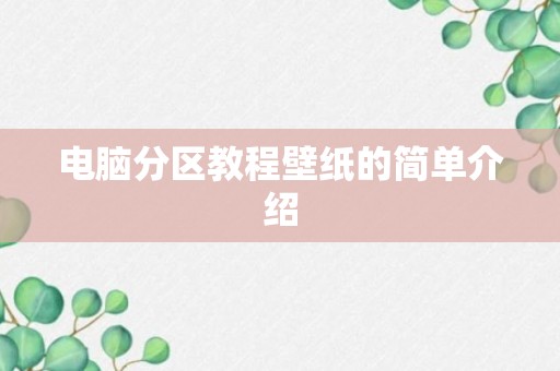 电脑分区教程壁纸的简单介绍