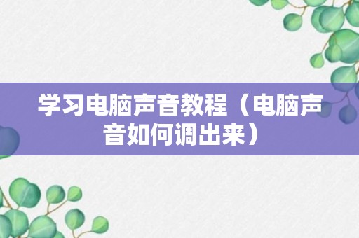 学习电脑声音教程（电脑声音如何调出来）