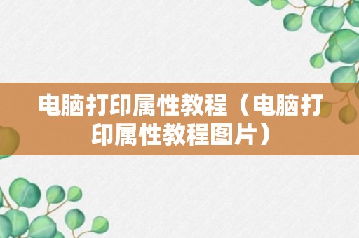 电脑打印属性教程（电脑打印属性教程图片）