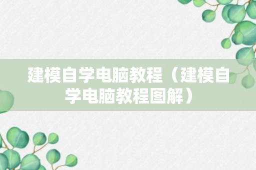 建模自学电脑教程（建模自学电脑教程图解）